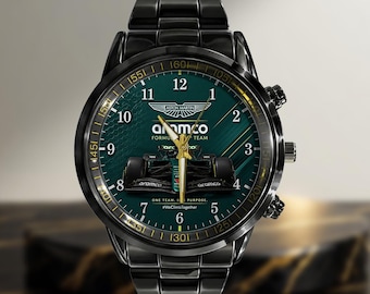 Aston Martin Aramco F1 , Racing Car Wrist Watch, Formula 1 Inspired Watch, Luxury Sports Watch Gift for Him