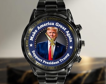 Make America Great Again Donald Trump  Support President Trump  Men's Metal Watch Leather band free box
