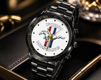Ford Mustang Watch - Elegant White Stylish Gift for Husband