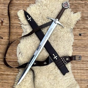 Espada de caballero templario hecha a mano / Réplica de espada larga medieval / Regalo de decoración de cruzados de colección
