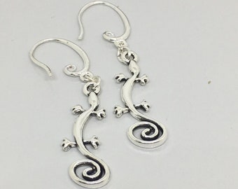 Earrings,Geckos Gecko Earrings,Silver Gecko Earrings,Silver Gecko Jewelry,Lizards, Reptile Earrings,Tribal Lizard Earrings,Handmade Jewelry