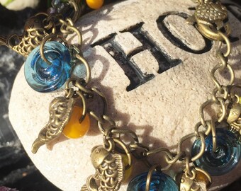 Handmade Koi Charm Bracelet, Water Garden Aesthetics, Glass Charms