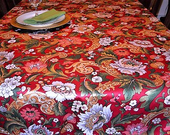 Red Floral Print Table Cover dinning table cover Table Cloth Free Shipping