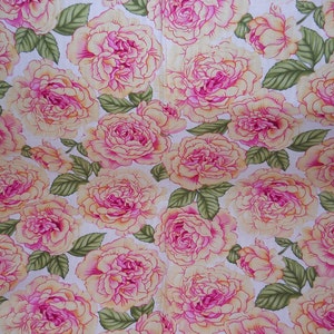 Roses Fabric, Pink/Yellow/Green Floral Fabric, Decorative Home Decor Fabric, Apparel/Curtain/Quilting Fabric Yardage, Craft/Diy Fabric