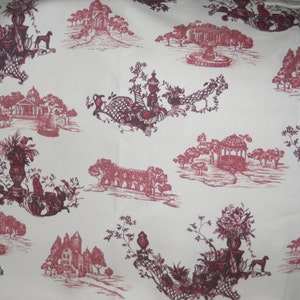 Burgandy Asian/Oriental Fabric, Japanese/Chinese/Asian/Toile Inspired Fabric, Decorative Fabric By The Yard,  36 Length&#39;&#39;,  54&#39;&#39; Width