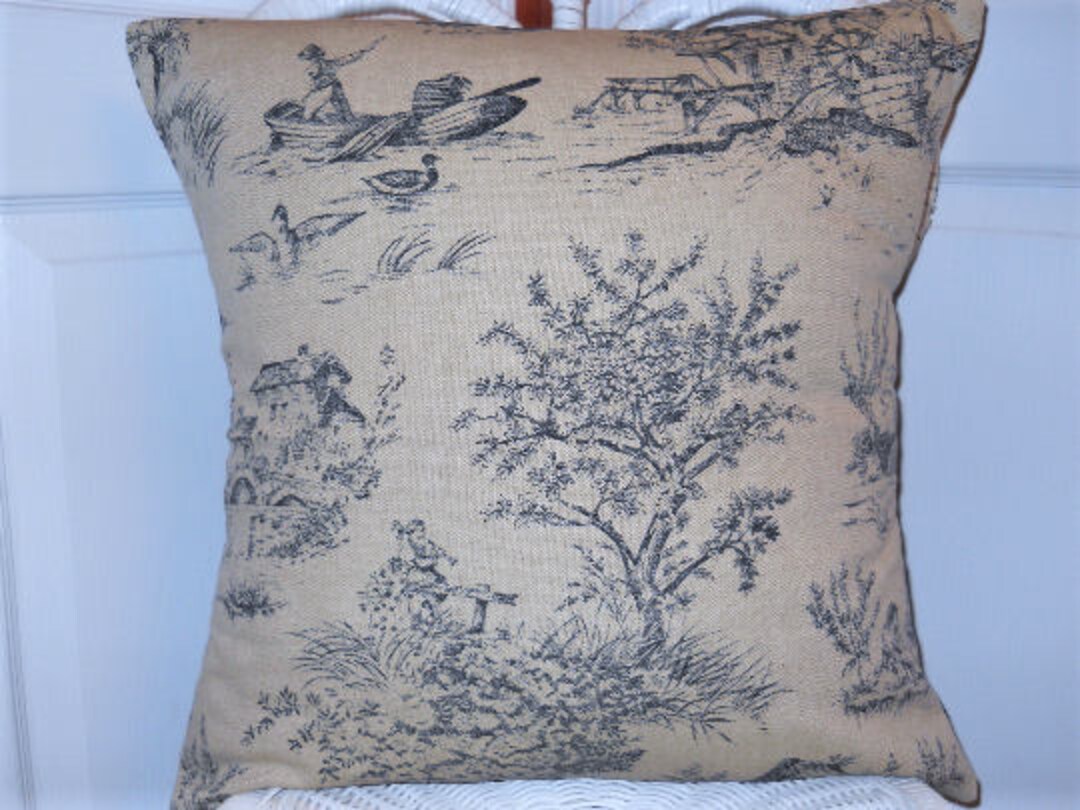 Toile Pillow Cover, French Toile Pillow Case, Decorative Pillow Cushion