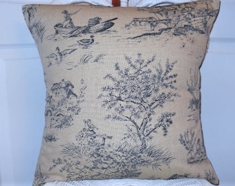 Toile Pillow Cover, French Toile Pillow Case, Decorative Pillow Cushion, Black Toile Pillow Cover, Farmhouse Pillow, French Pillow Cover