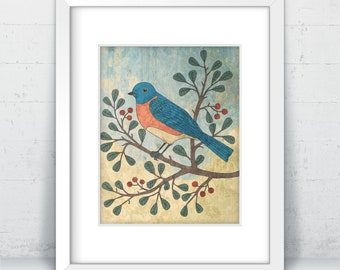 DOWNLOADABLE Bluebird Printable Wall Art | Fine Art Print