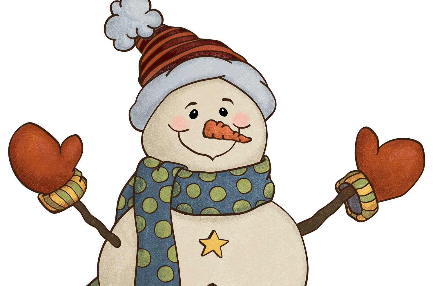 Holiday Snowman Country Style Clip Art Illustration - Etsy