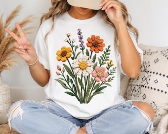 Lego Floral PNG, Boho Flower PNG, Vintage Floral Shirt Design, Cute Botanical PNG, Sublimation Design