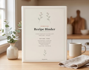 Recipe Binder Pages Printable, Recipe Binder Template with Dividers and Cover, Recipe Binder Inserts, Digital Download