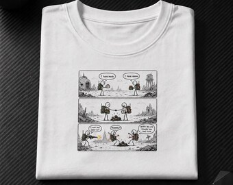 Vriendelijk stripshirt met stokfiguur, gamer-shirt Extraction Shooter, post-apocalyptisch gamen