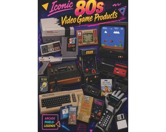 Iconische collage van jaren 80 videogamecollage canvas kunst wraps 1,6" | Retro gaming muurdecoratie