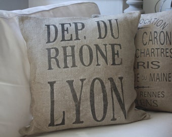 Linen Dep du Rhone Grain Sack Pillow