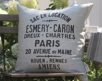 ESMERY CARON Grain Sack Pillow, Industrial Loft, Country Style, Cottage Living