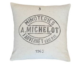 Industrial French Minoteries Michelot Grain Sack Pillow