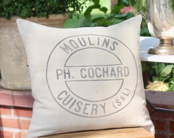 French Grain Sack Pillow, Industrial Design, PH Cochard