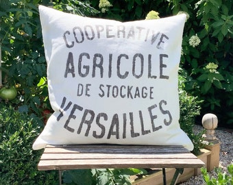 French Grain Sack Pillow,  Coop Agricole de Versailles