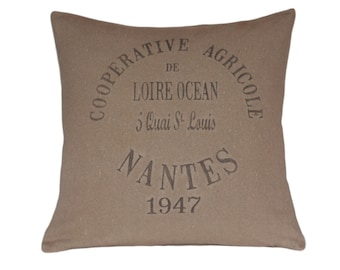 French Grain Sack Pillow,  Nantes Atlantique