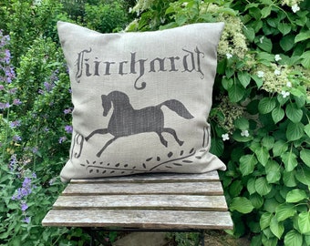 French Country 1904 Equestrian  grain sack pillow