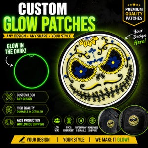 Aangepaste glow in dark schedelpatches | Gepersonaliseerde naamlogo| Rubberen badges