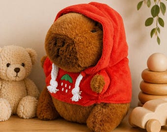 Capybara Plush Toy with Hoodie Wings, Anime Stuffed Animal, Small Fluffy Doll