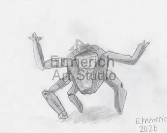 Project Hail Mary Rocky Inspired Jazz Hands Graphite Print 6x8