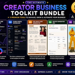 All-in-One Freelancer Suite: Interactive Dashboards, CRM, Client Portal, Invoice Maker & UGC Rate Card Generator