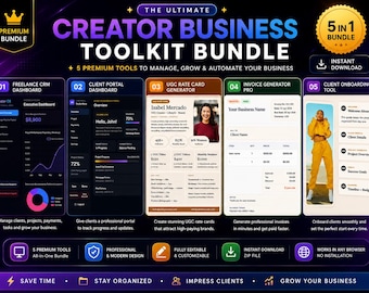 All-in-One Freelancer Suite: Interactive Dashboards, CRM, Client Portal, Invoice Maker & UGC Rate Card Generator