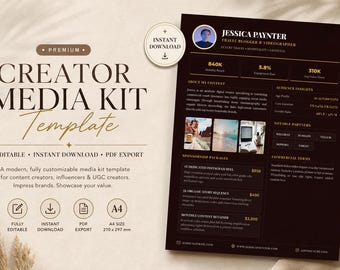 UGC Media Kit Template PDF, Influencer Rate Sheet Design, Media Kit Studio, Blogger Resume Layout, Content Creator Portfolio Sheet