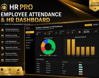 Employee Attendance Tracker & HR Dashboard | Employee Management System | Attendance Management | HR Analytics Dashboard | HTML Template