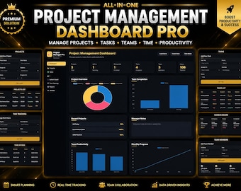 Project Management Dashboard | Task Manager | Team Tracker | Kanban Board | Time Tracking | Business Dashboard Template