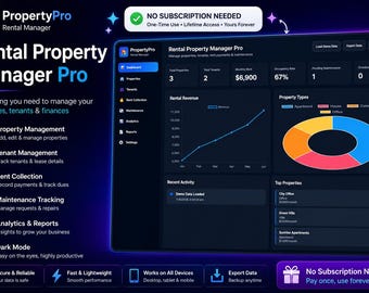Rental Property Manager Pro | Property Management Dashboard | Tenant & Rent Tracker | Maintenance Management System