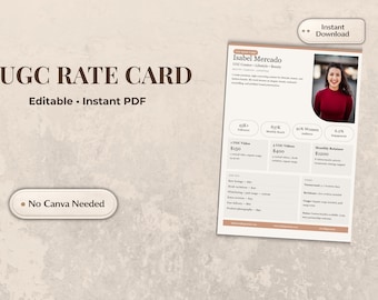 UGC Rate Card with PDF Export | Interactive Creator Pricing Tool | Editable Media Kit for Influencers | No Canva Needed