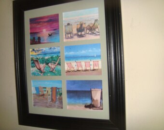 BEACH DECK CHAIRS - 6 minature reproduction of deck chair picturesBuy Unframed for 23.99 (Dollars)  or  Framed for 47.99 (Dollars