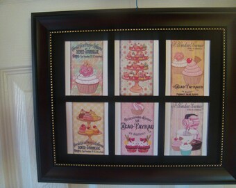 CUP CAKES  -   6 ATC Originals cards in a frameBuy Unframed for 23.99 (Dollars)  or  Framed for 47.99 (Dollars)