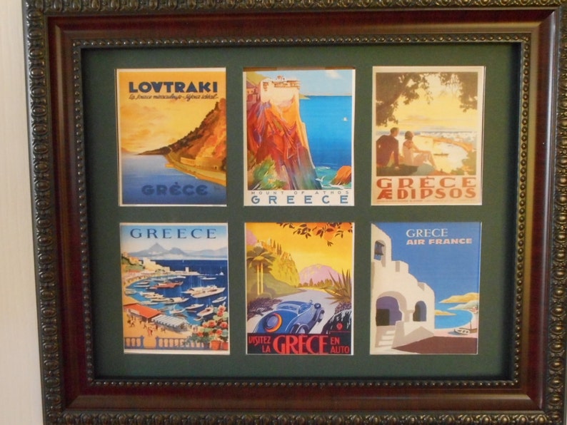 GREECE TOURIST POSTERS Reproductions in a frameBuy Unframed for 23.99 Dollars or Framed for 47.99 Dollars image 1