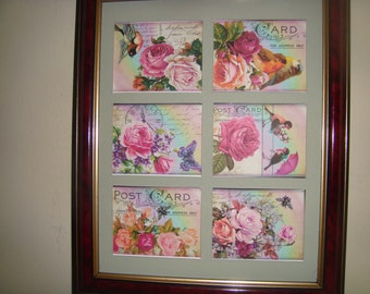 ROSES ON POSTCARDS (and other Roses pictures)   Buy for  23.99 (Dollars)  0r Framed for 47.99 (Dollars)