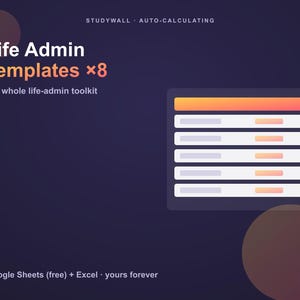 The Life Admin Templates (8-Pack) — Google Sheets & Excel