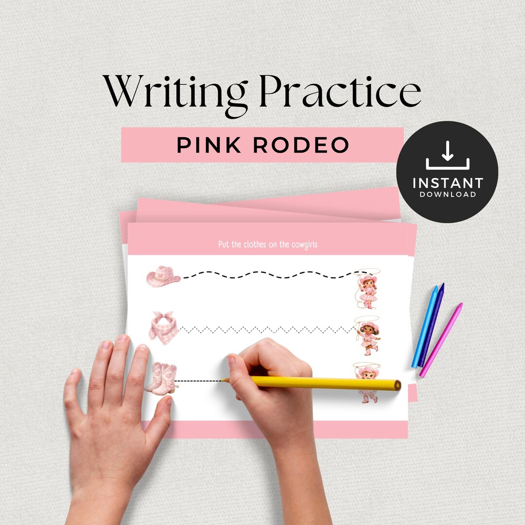 Pink Rodeo Tracing Printable | Fine Motor Pre-writing Activity (instant ...