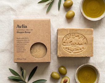 Avlia 100% Pure Olive Oil Aleppo Soap Bar | Handmade 3 Ingredient Natural Soap | Fragrance Free Vegan