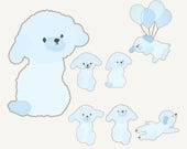 Mallow Powder Blue Sticker Set  6 PNG Pastel Balloon Poodle Clipart  Kawaii Digital Stickers for Planner & Journal
