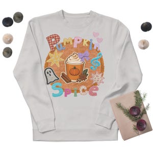 Pumpkin Spice PNG, Applique Patchwork Fall Latte Shirt Design, Cute Ghost Coffee Sublimation, Cozy Autumn PSL Digital Download