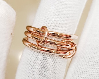 14K Gold Filled Interlocking Multi Band Ring, Minimalist Stackable Connector Bands