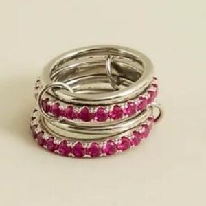 Anillo de plata 925 con múltiples eslabones y banda de rubí, anillo de múltiples eslabones conectados, anillo grueso de oro laminado, anillo de declaración de eternidad