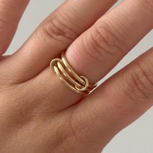 14K guld sammanflätad flerbandsring, tjock stapelbar lagerring, minimalistiska smycken för kvinnor