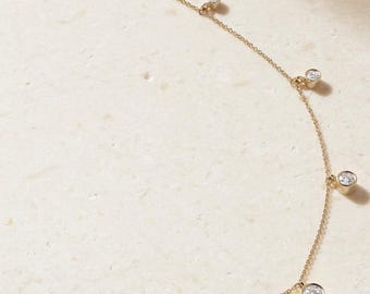 925 Sterling Silver Charm Necklace, Diamond Necklace, Dainty Charm Necklace, Minimalist Necklace, Wedding Necklace, Dainty Jewelry