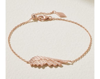925 Sterling Silver Charm Bracelet, Wing Bracelet, Adjustable Diamond Bracelet, Stackable Bracelet, Dainty Bracelet, Women Jewelry