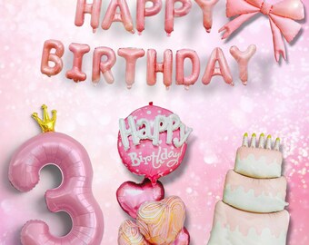 girly pink balloons party, beautiful pink birthday balloon set