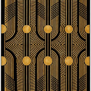 Handtuftad ullmatta i svart guld, art déco-matta, geometrisk modern matta, lyxig vardagsrumsmatta, handgjord ullmatta bild 1